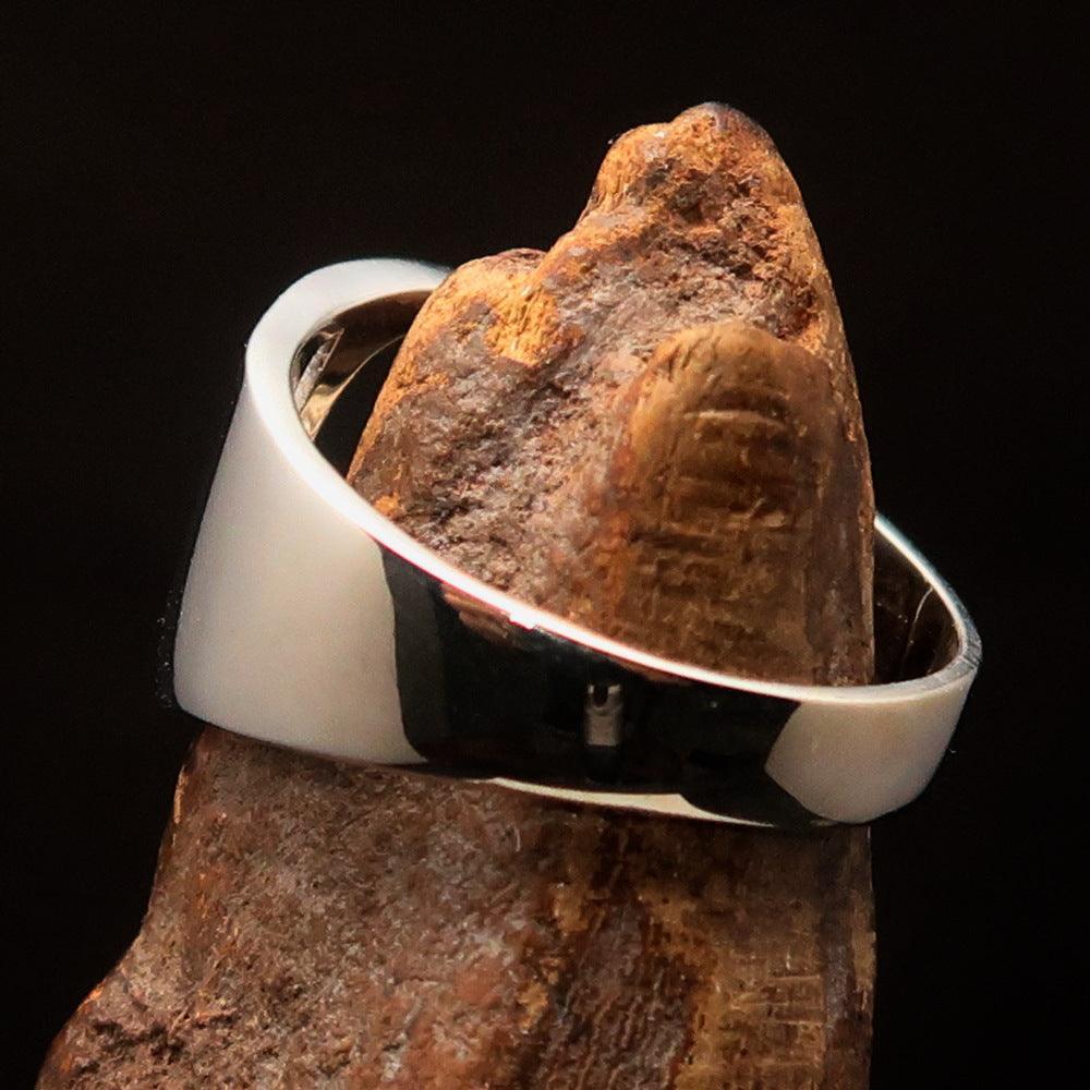 Men's Greek upper case Capital Letter Initial Ring Theta - Sterling Silver - BikeRing4u