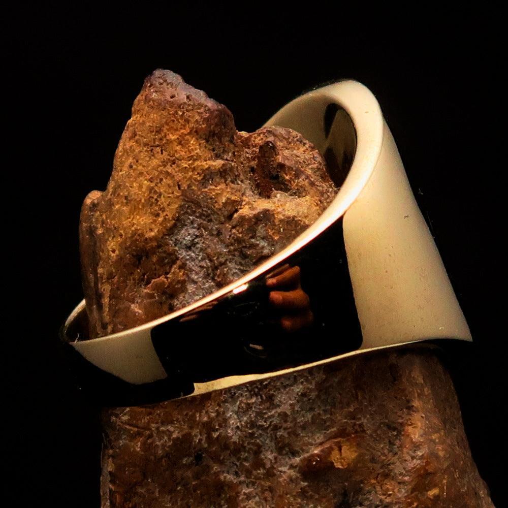 Excellent crafted Men's black Outlaw Biker Ring Diamond 1% - Solid Brass - BikeRing4u