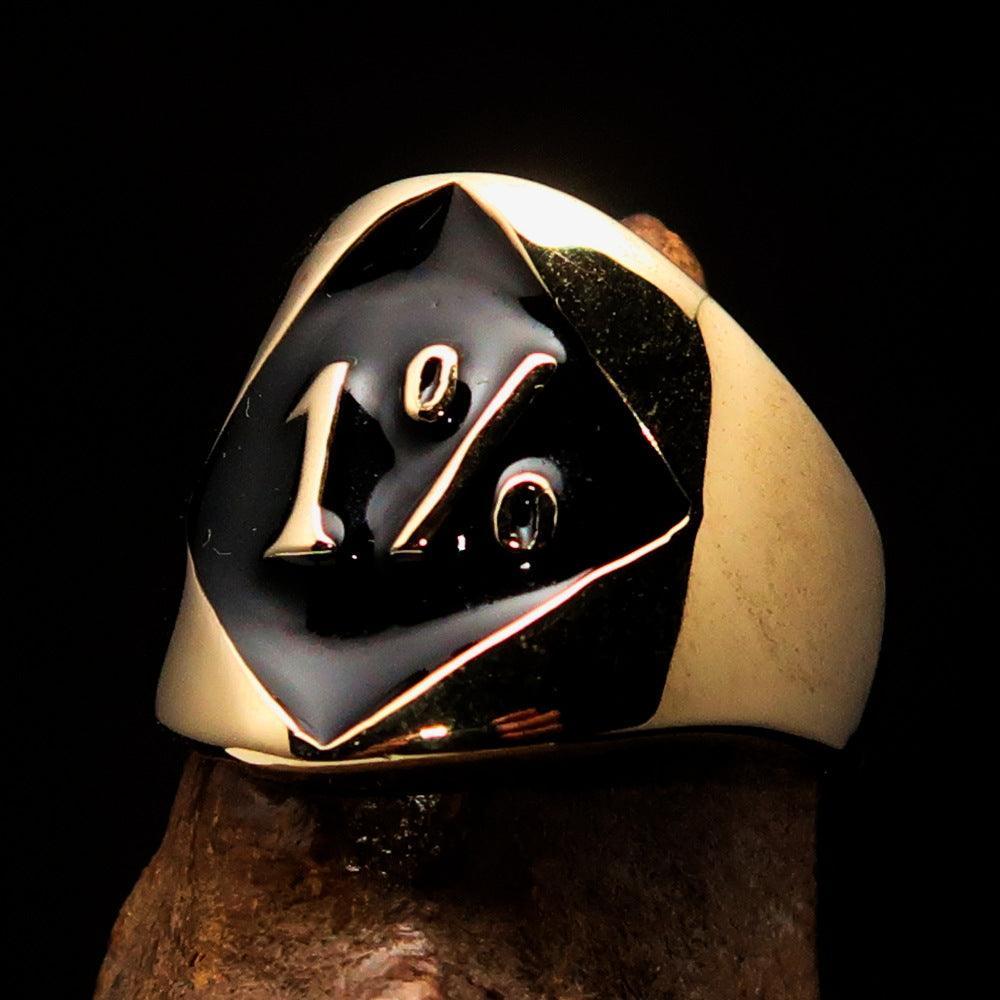 Excellent crafted Men's black Outlaw Biker Ring Diamond 1% - Solid Brass - BikeRing4u