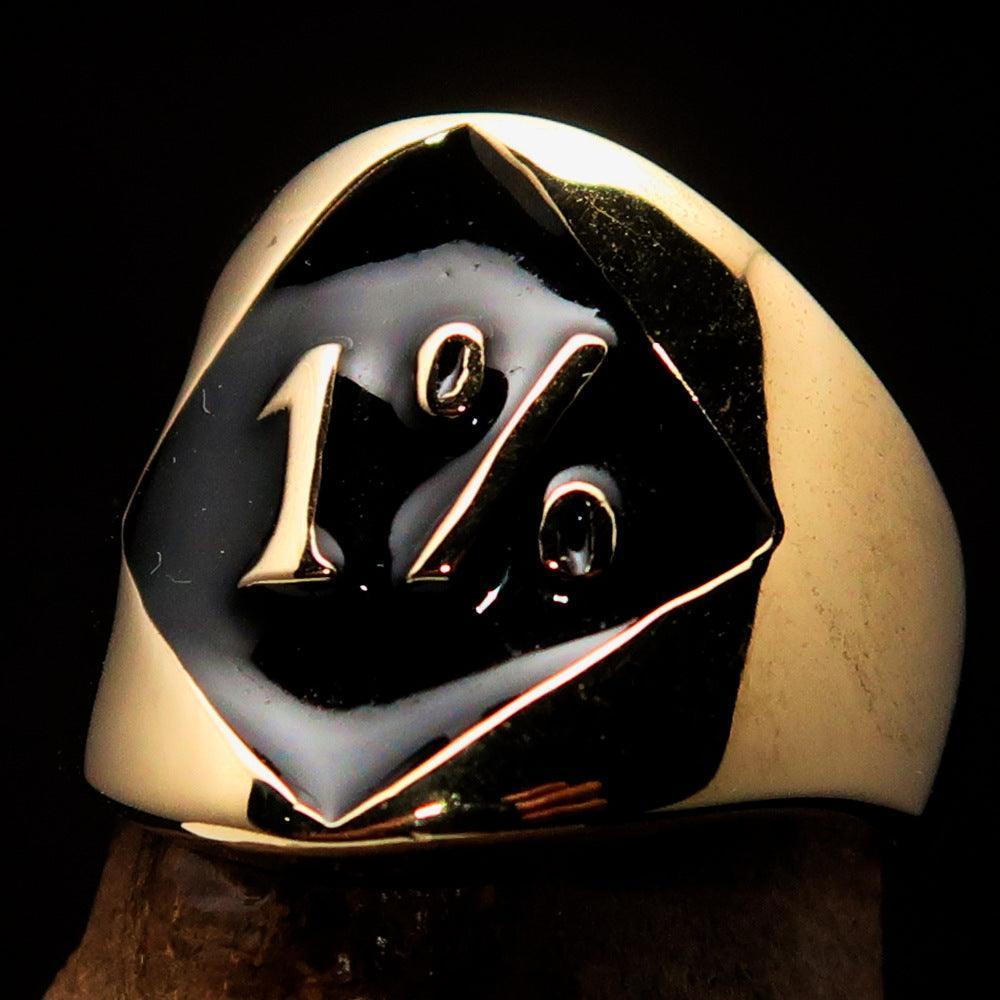 Excellent crafted Men's black Outlaw Biker Ring Diamond 1% - Solid Brass - BikeRing4u