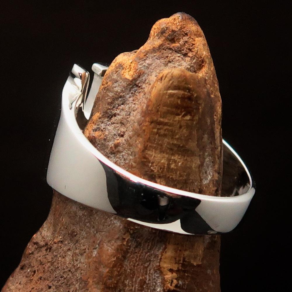 Men's Greek upper case Capital Letter Initial Ring Psi - Sterling Silver - BikeRing4u
