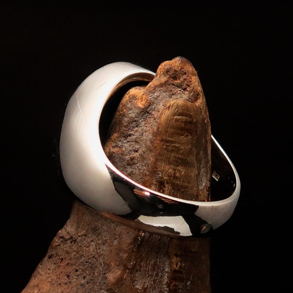 Nicely crafted Men's Outlaw Ring oval Black 1% Percent Symbol - Sterling Silver - BikeRing4u