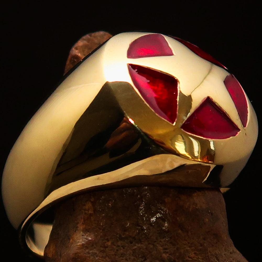 Excellent crafted Men's US Marshall Ring red Star - Solid Brass - BikeRing4u