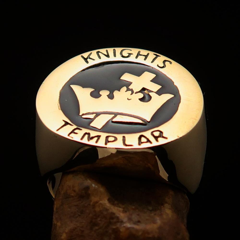 Excellent crafted Men's Black Knights Templar Ring - Solid Brass - BikeRing4u