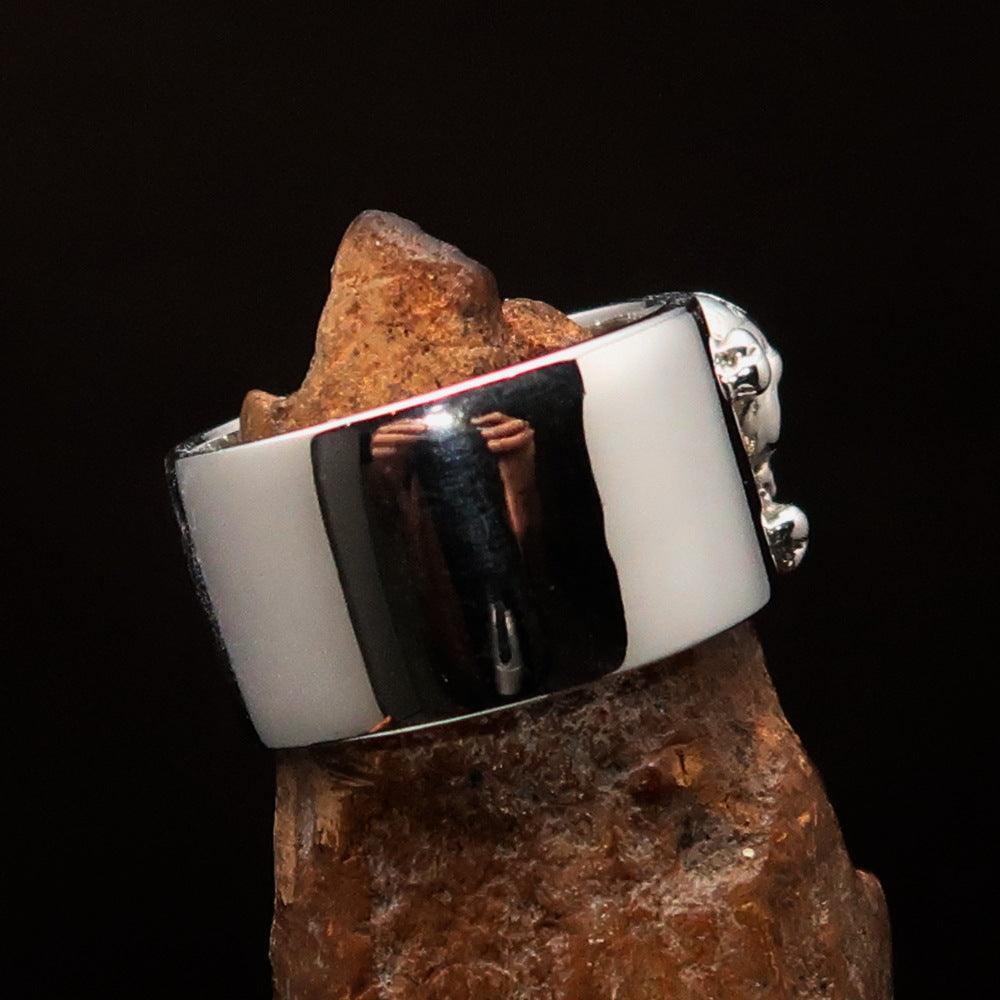 Excellent crafted Men's Pirate Band Ring Jolly Roger Skull - Sterling Silver - BikeRing4u