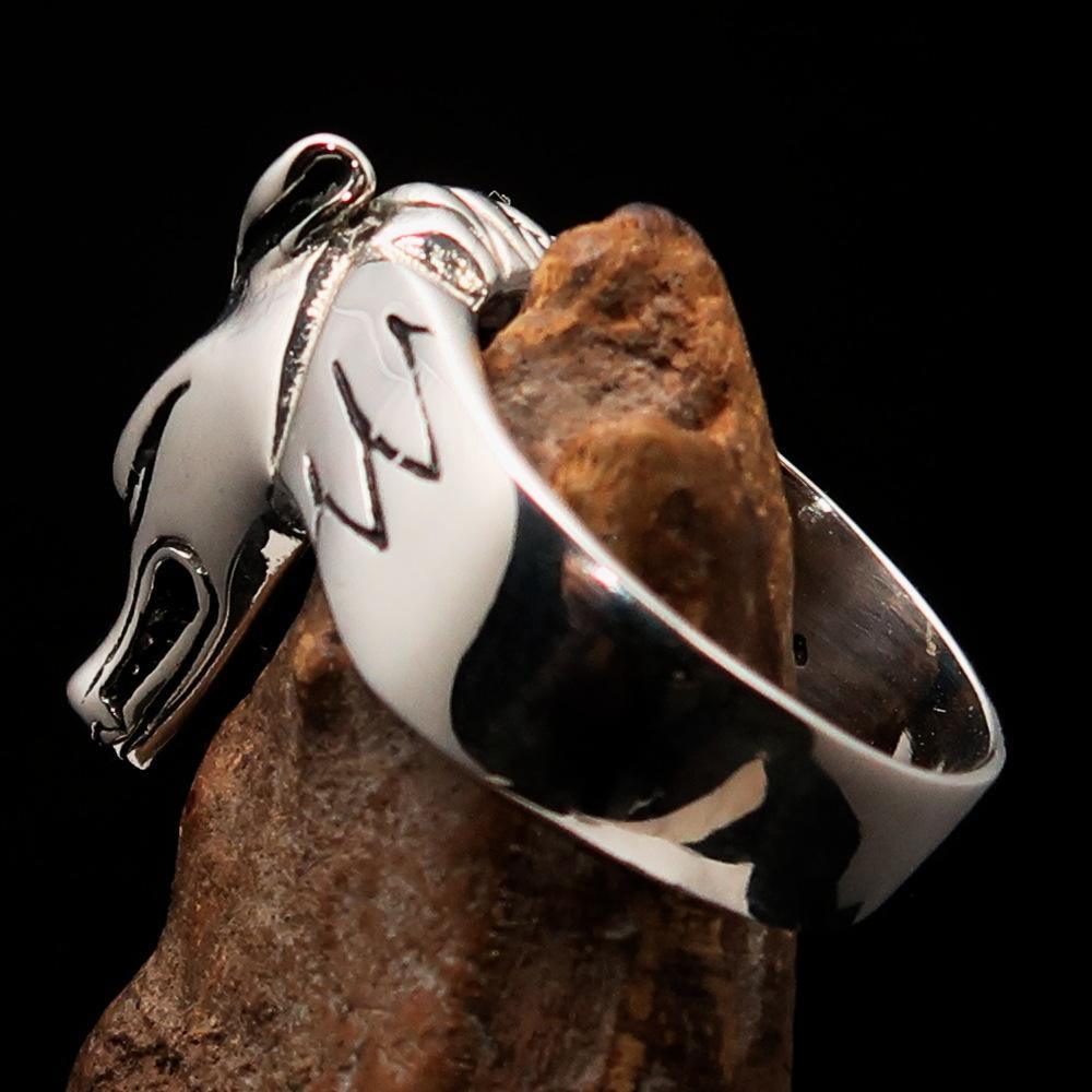 Excellent crafted Men's Jackal Ring Egyptian Anubis God of Death - Sterling Silver - BikeRing4u
