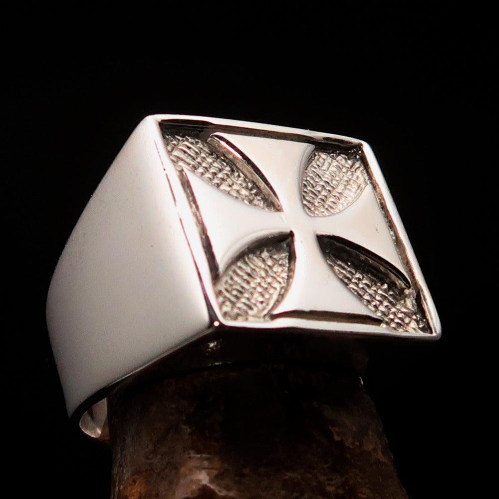 Perfectly crafted Men's Biker Ring Iron Cross - two tone Sterling Silver - BikeRing4u