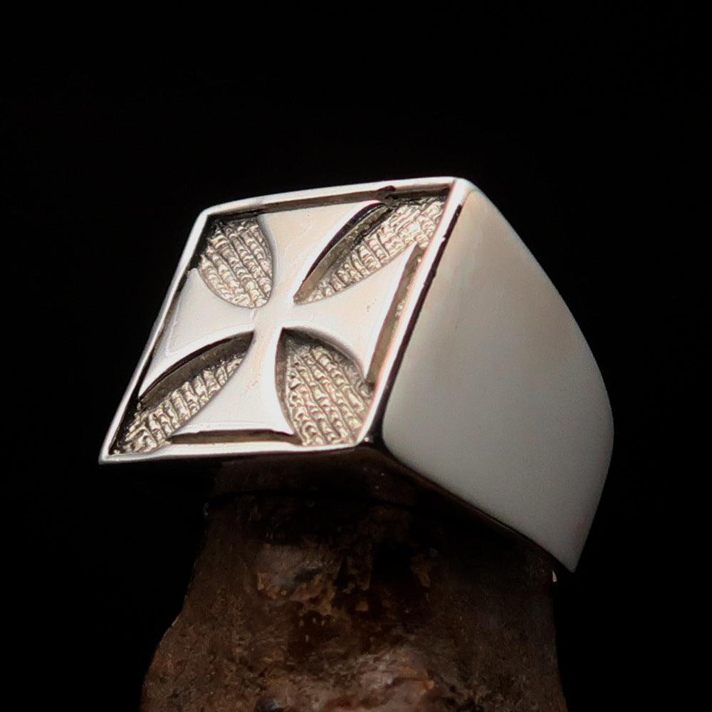 Perfectly crafted Men's Biker Ring Iron Cross - two tone Sterling Silver - BikeRing4u