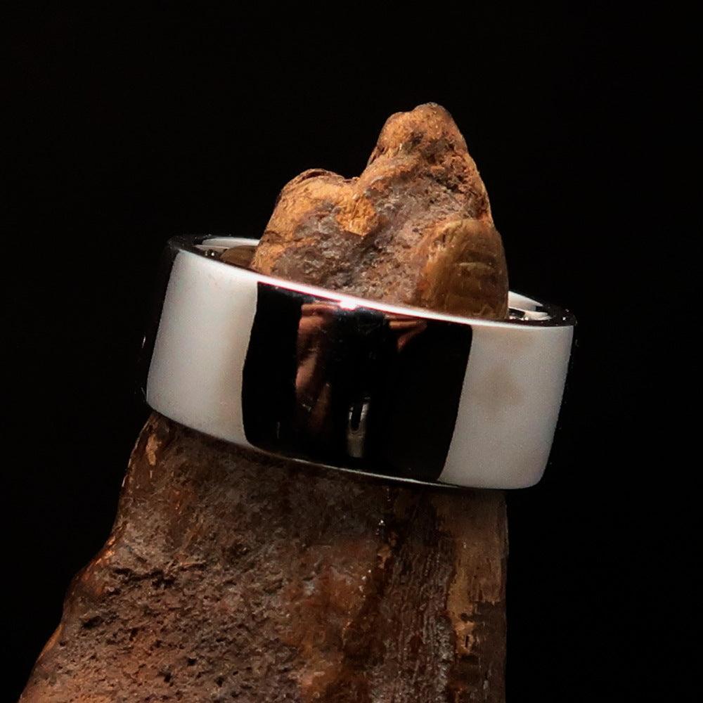 Excellent crafted Men's Cavalry Ring red Crossed Sabers - Sterling Silver - BikeRing4u