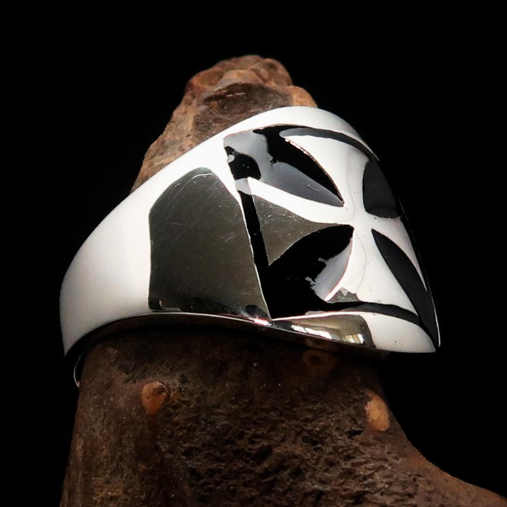 Excellent crafted Men's Iron Cross Biker Ring Black - Sterling Silver - BikeRing4u