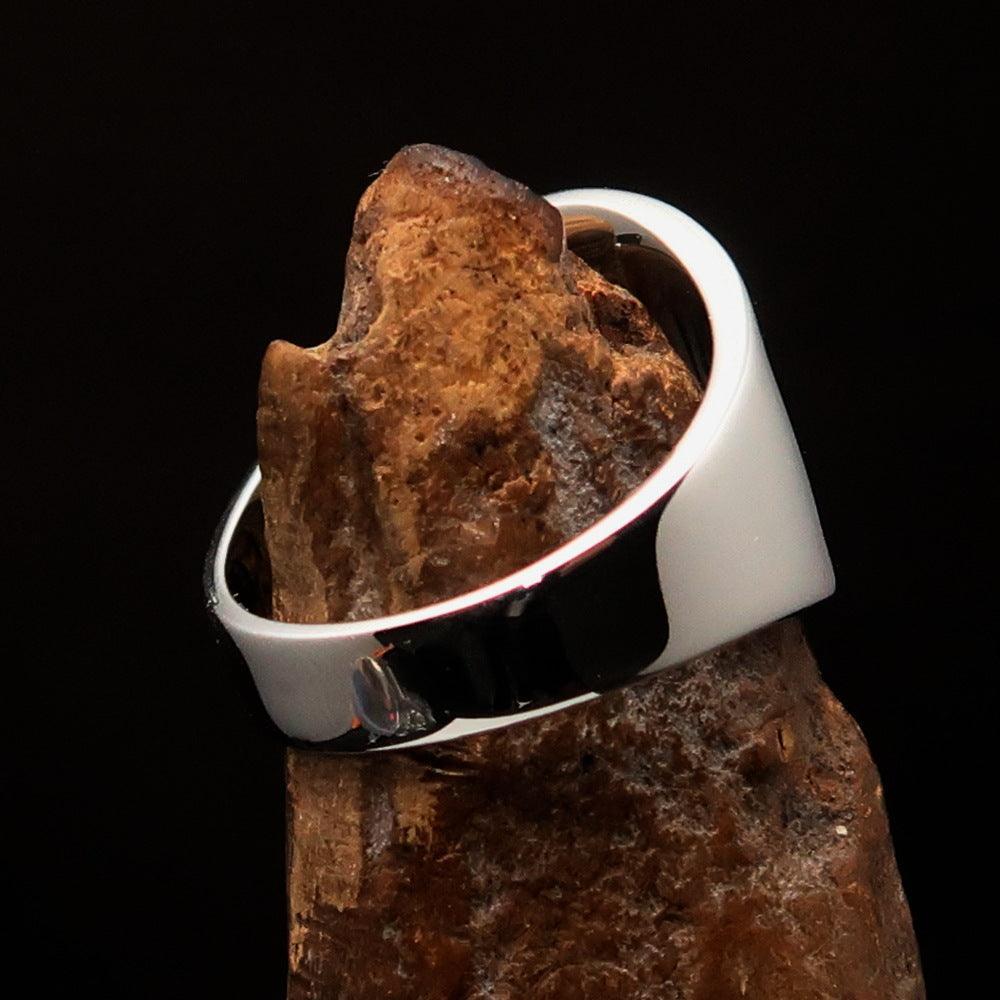 Excellent crafted Men's red Maltese Cross Biker Ring - Sterling Silver - BikeRing4u