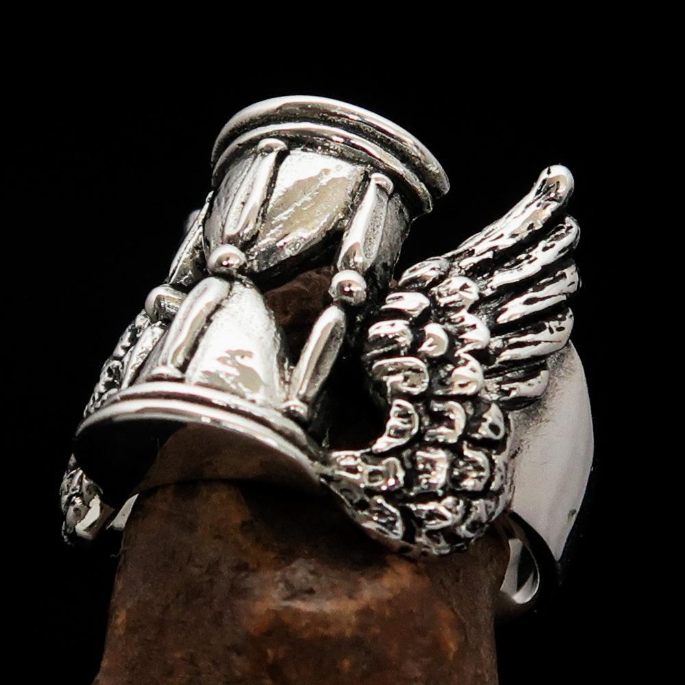 Excellent crafted Men's Medieval Ring Flying Time - Sterling Silver - BikeRing4u