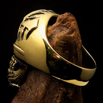 Stunning Men's Biker Tribal Skull Ring - Solid Brass