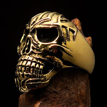 Stunning Men's Biker Tribal Skull Ring - Solid Brass