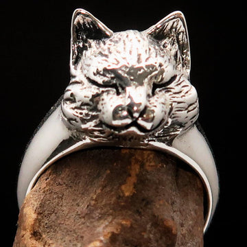 Happy Sleeping Cat Ring - Sterling Silver & Brass Available