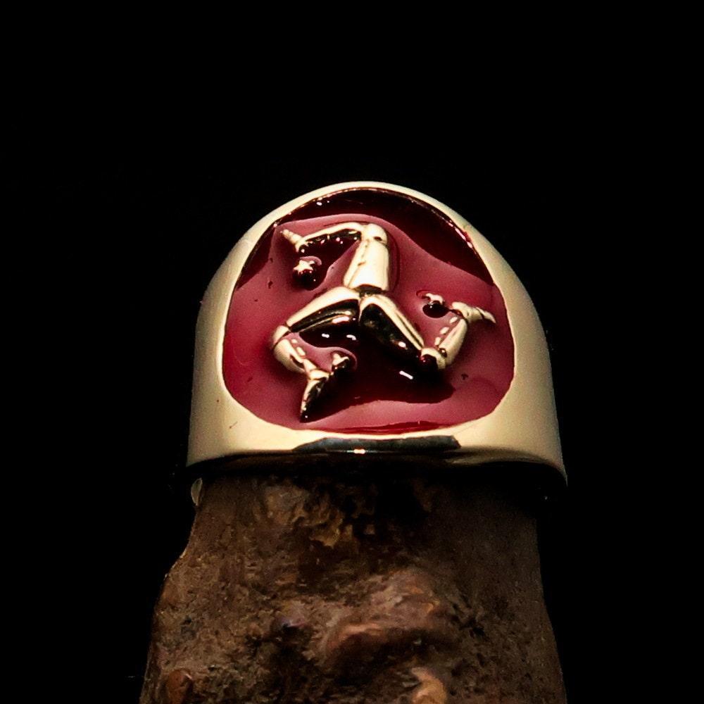 Isle of Man Flag Ring Solid Brass Pinky Ring National Flag of Isle of Man