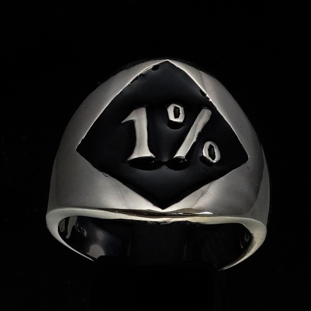 Excellent crafted Men's Outlaw Biker Ring 1% Black - Sterling Silver - BikeRing4u