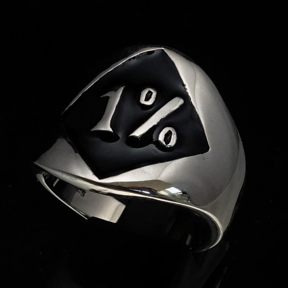 Excellent crafted Men's Outlaw Biker Ring 1% Black - Sterling Silver - BikeRing4u