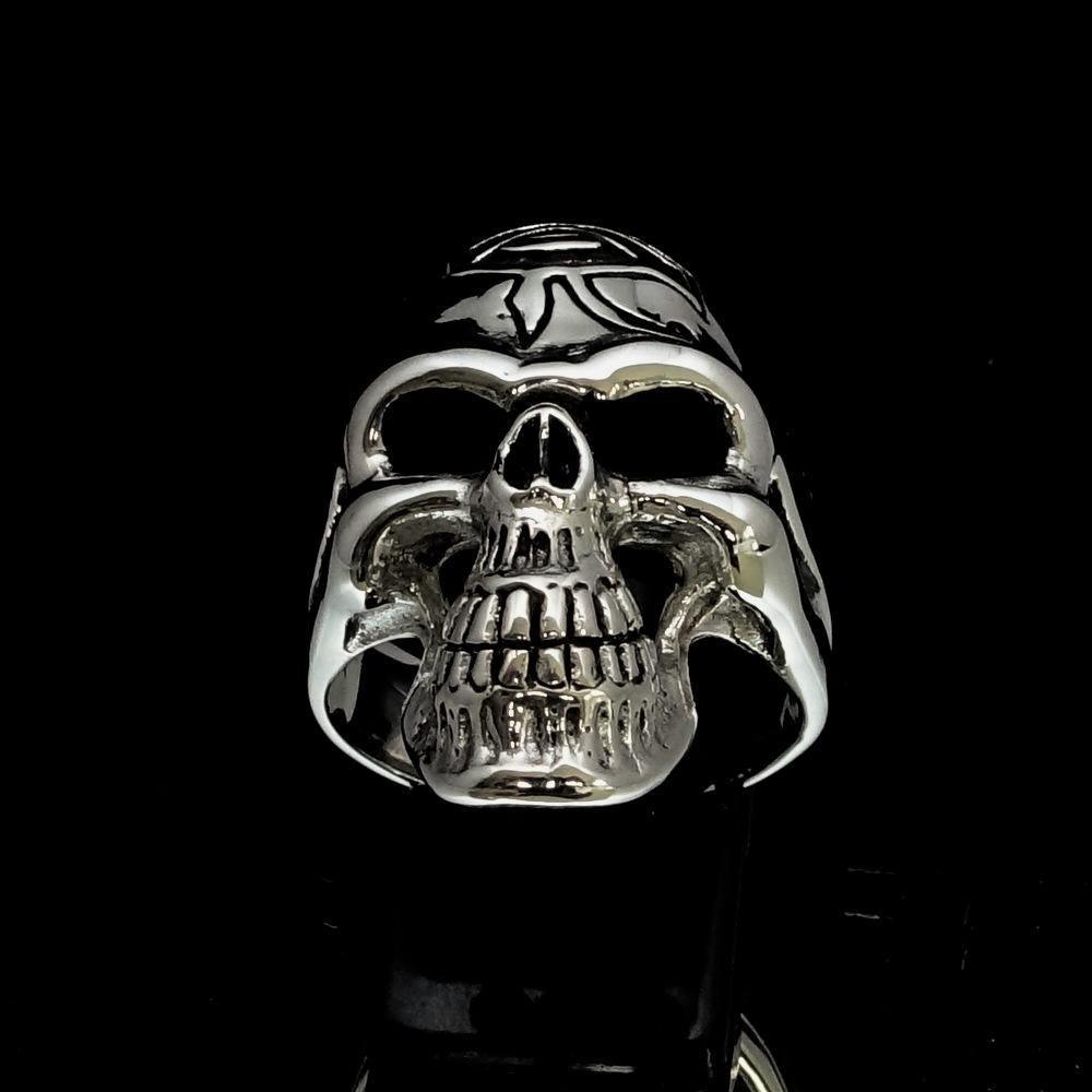 Excellent crafted Men's Skull Ring Eye of Ra - Sterling Silver - BikeRing4u