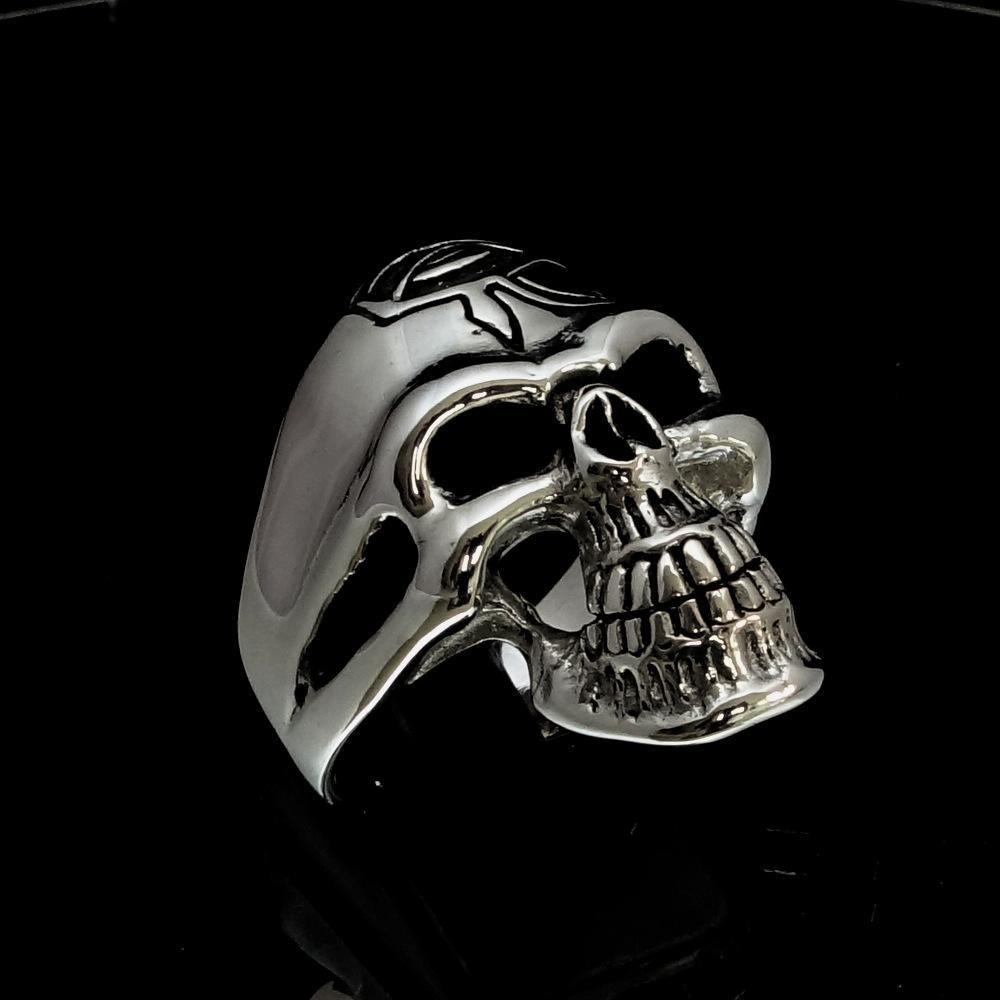 Excellent crafted Men's Skull Ring Eye of Ra - Sterling Silver - BikeRing4u