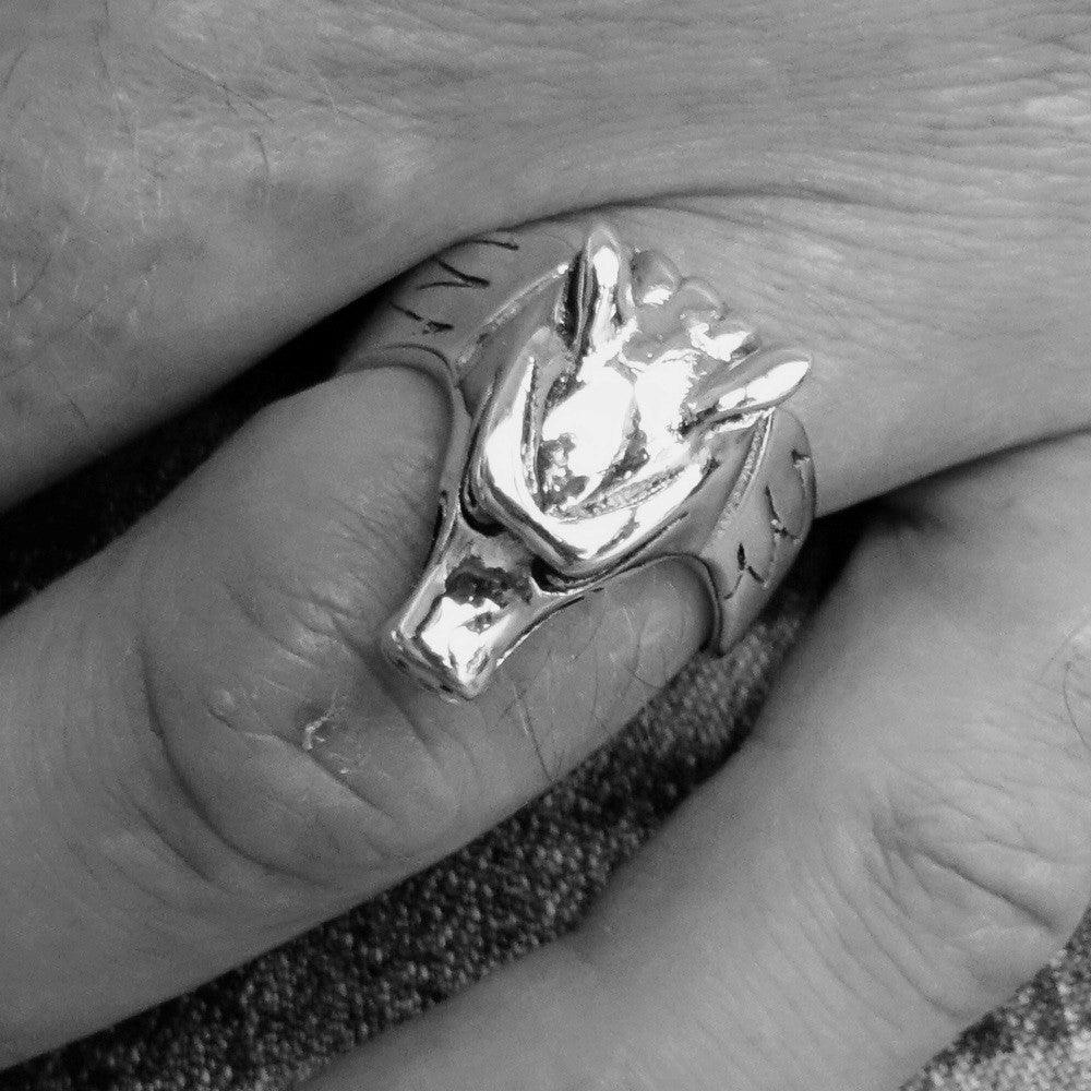 Excellent crafted Men's Jackal Ring Egyptian Anubis God of Death - Sterling Silver - BikeRing4u