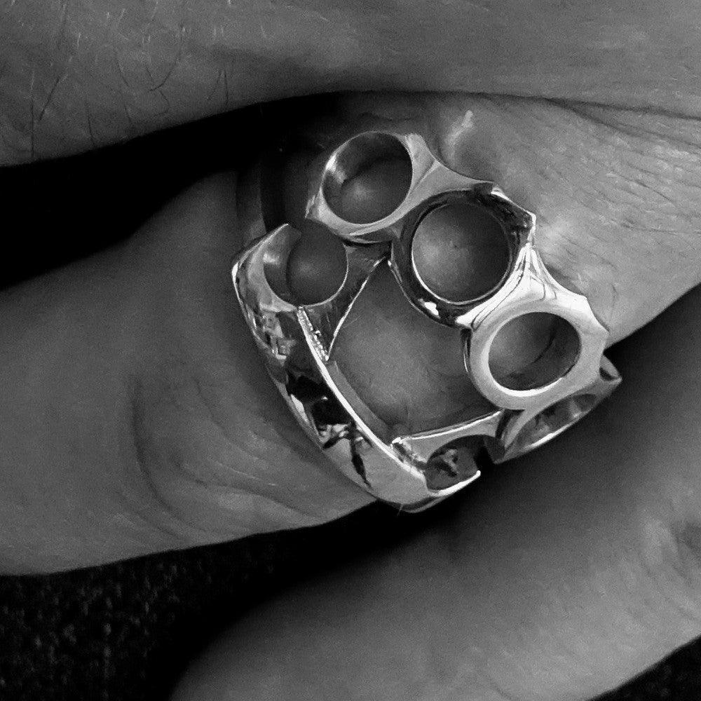 Excellent crafted Men's Biker Sterling Silver Ring Knuckle Duster - BikeRing4u