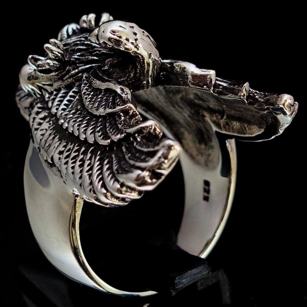 Excellent crafted Men's Eagle Ring spread Wings Sterling Silver 925 - BikeRing4u