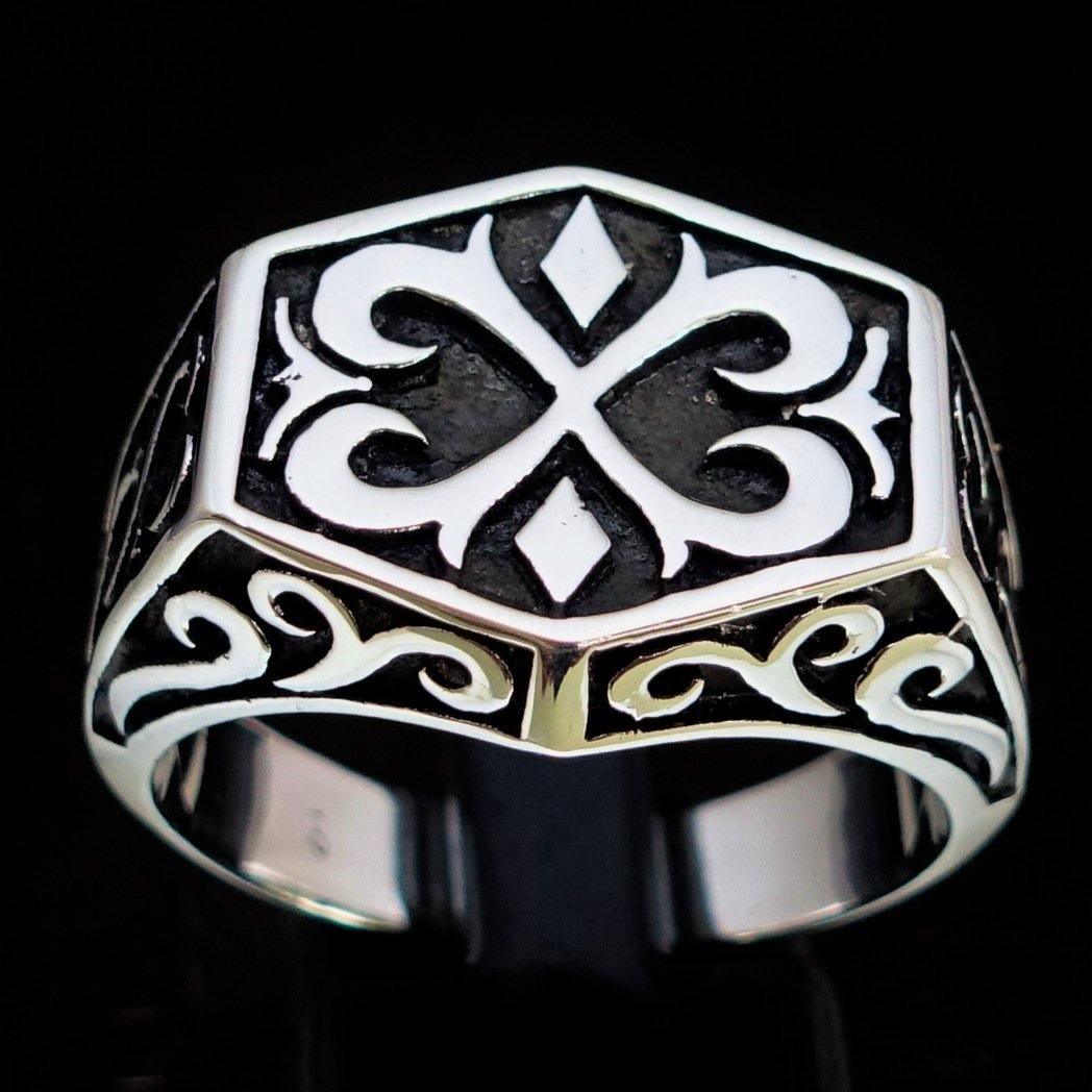 Excellent crafted Men's Medieval Ring Oriental Crest Sterling Silver 925 - BikeRing4u