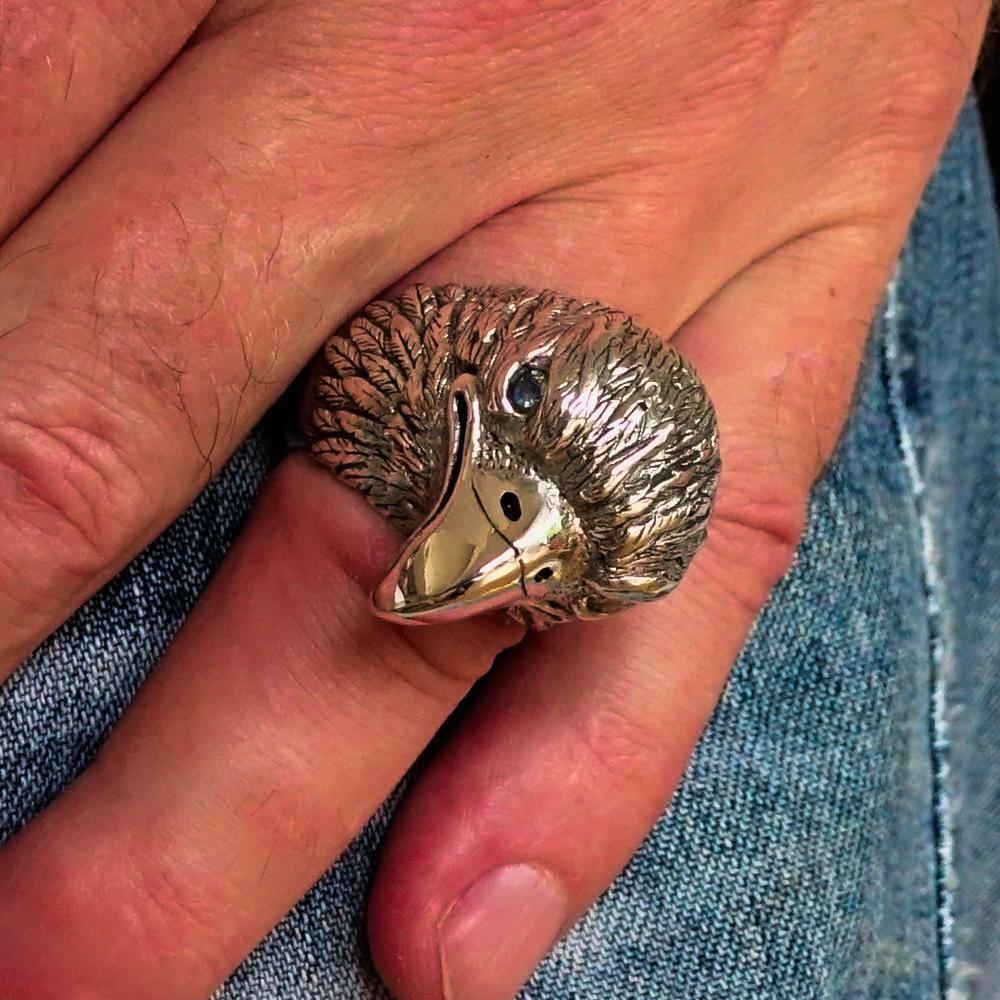 Excellent crafted Men's Biker Ring Eagle Head white CZ - Sterling Silver - BikeRing4u