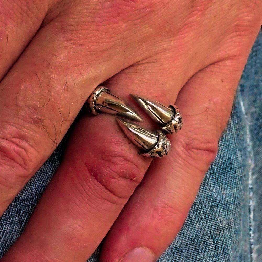 Excellent crafted Men's Medieval Ring Three Claw Dragon Foot Sterling Silver 925 - BikeRing4u