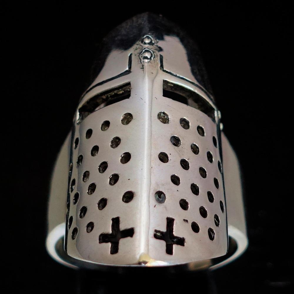 Excellent crafted Sterling Silver Medieval Ring Knight Helmet - BikeRing4u