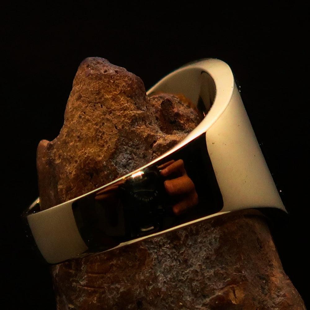 Excellent crafted Men's Celtic Runes Cross Pinky Ring - antiqued Brass - BikeRing4u