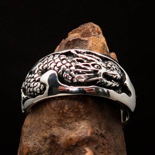 Excellent crafted Men's Animal Band Ring Dragon Snake Sterling Silver 925 - BikeRing4u