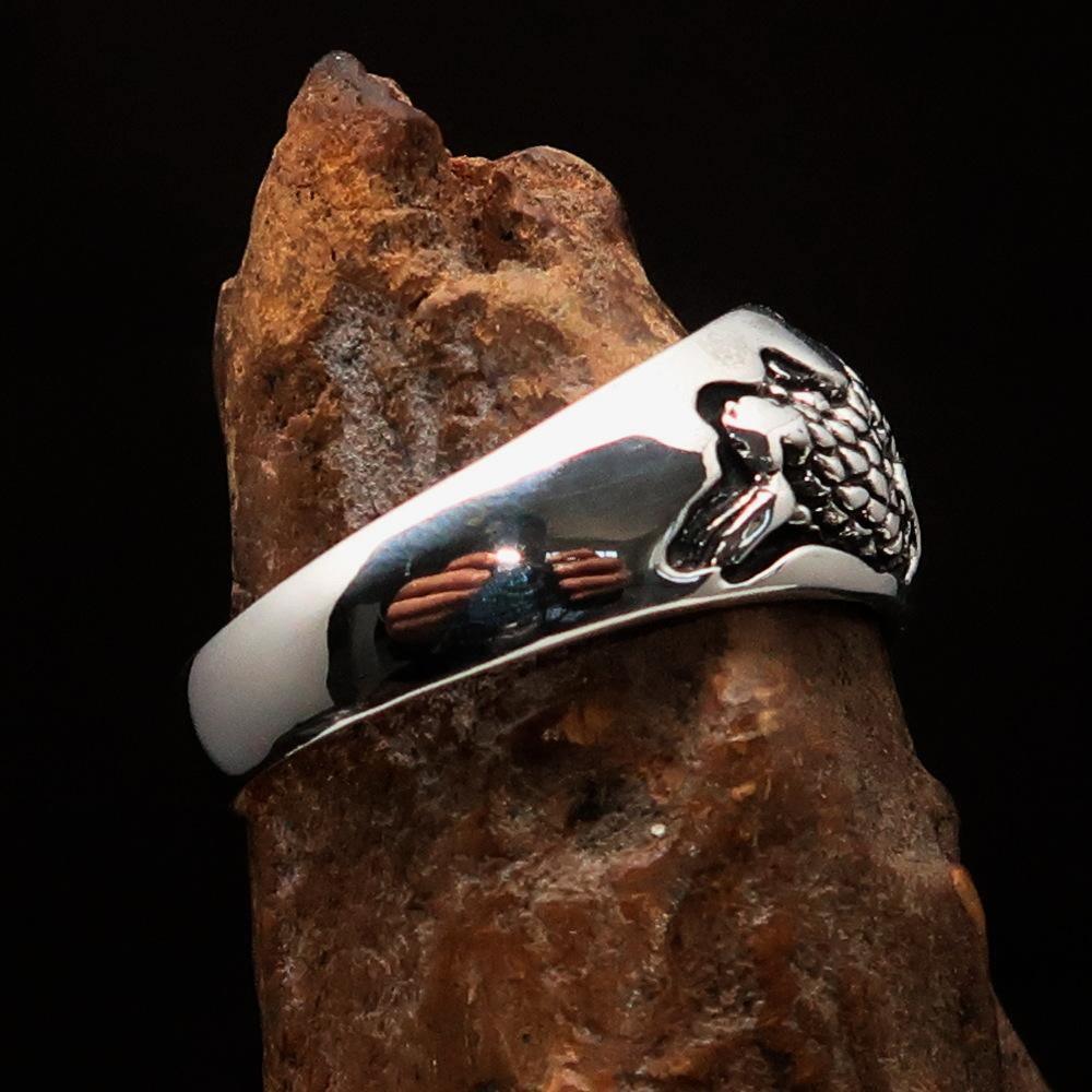 Excellent crafted Men's Animal Band Ring Dragon Snake Sterling Silver 925 - BikeRing4u
