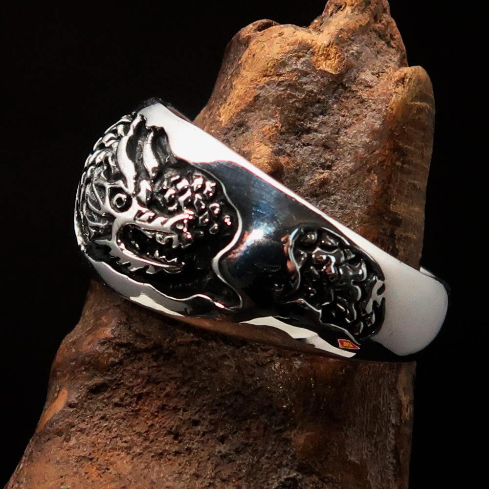 Excellent crafted Men's Animal Band Ring Dragon Snake Sterling Silver 925 - BikeRing4u