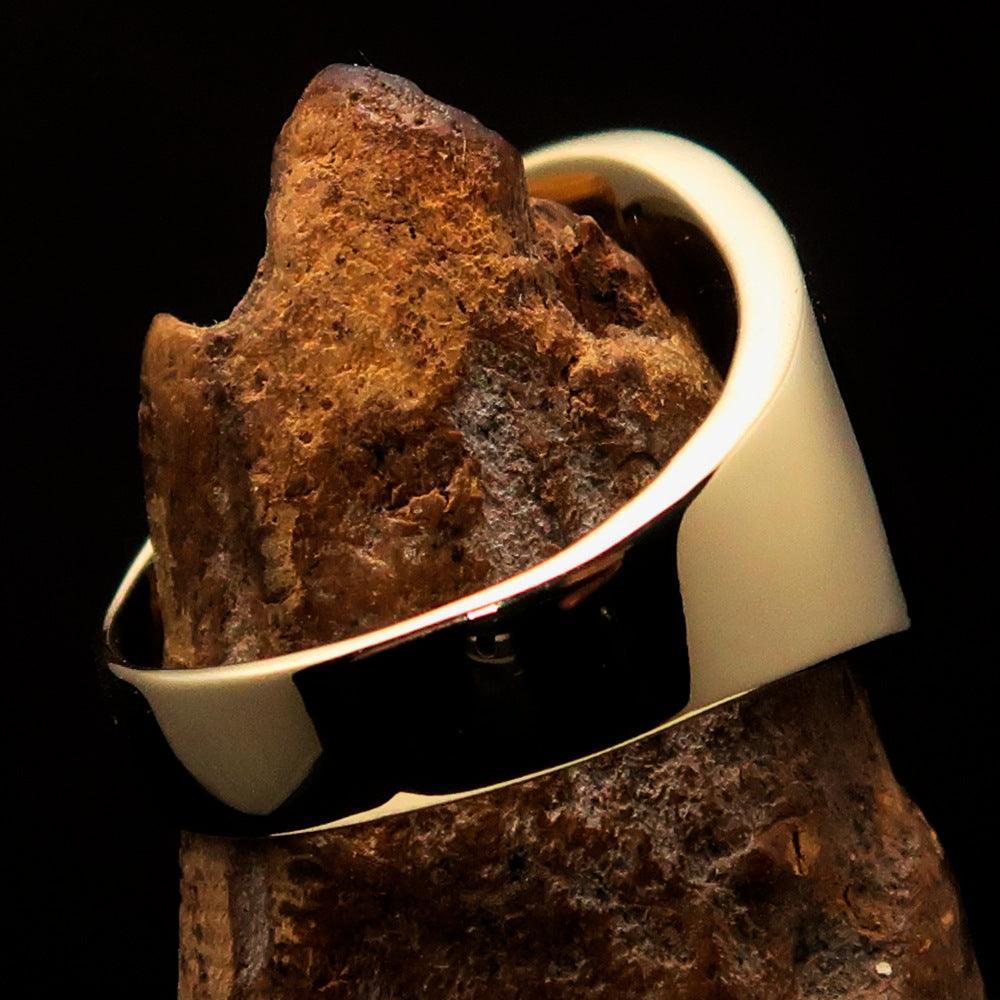 Excellent crafted ancient Men's Black Twin Head Eagle Ring - Solid Brass - BikeRing4u