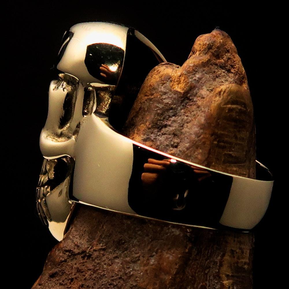 Excellent Crafted Men's Drill Sergeant Army Skull Ring - Solid Brass - BikeRing4u