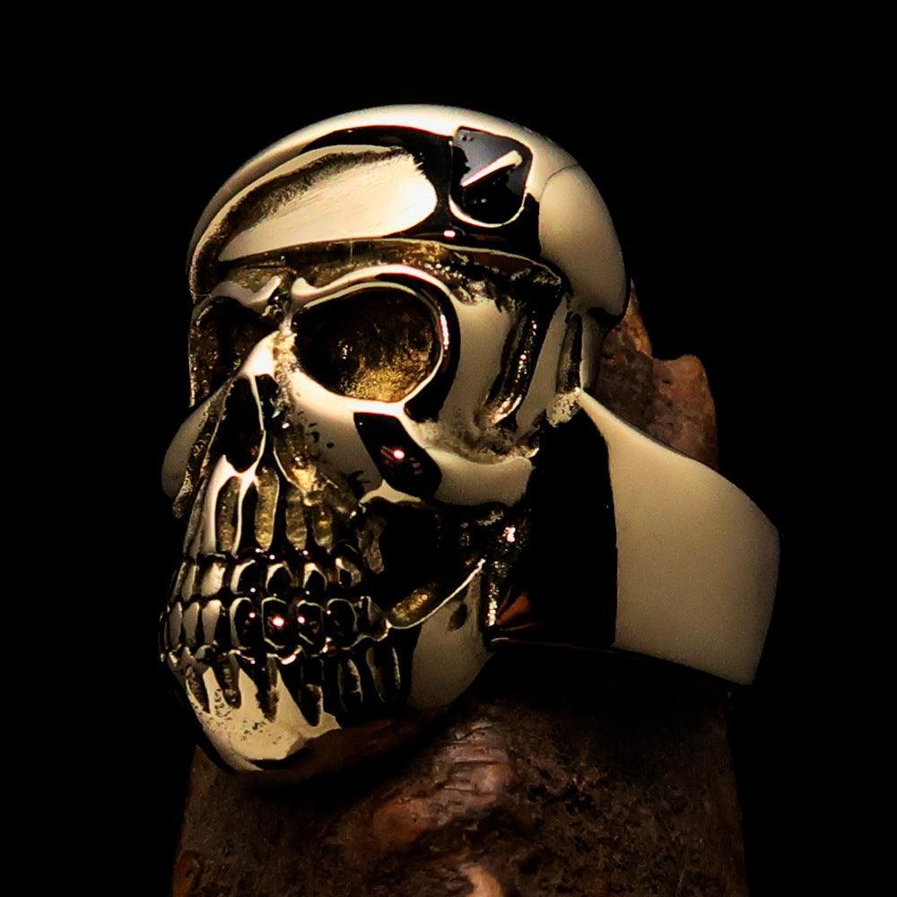 Excellent Crafted Men's Drill Sergeant Army Skull Ring - Solid Brass - BikeRing4u