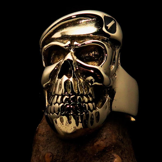 Excellent Crafted Men's Drill Sergeant Army Skull Ring - Solid Brass - BikeRing4u