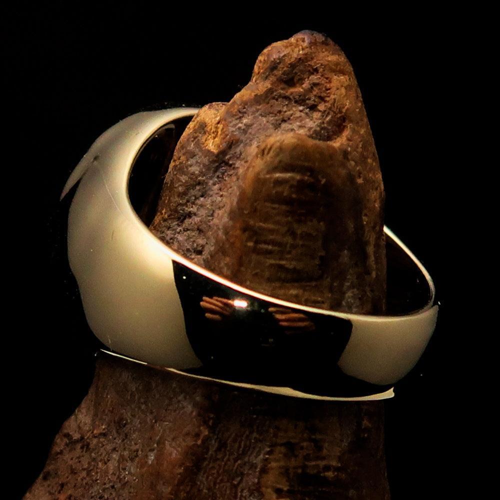Excellent crafted Men's Biker Ring Black Hebrew Skull - Solid Brass - BikeRing4u