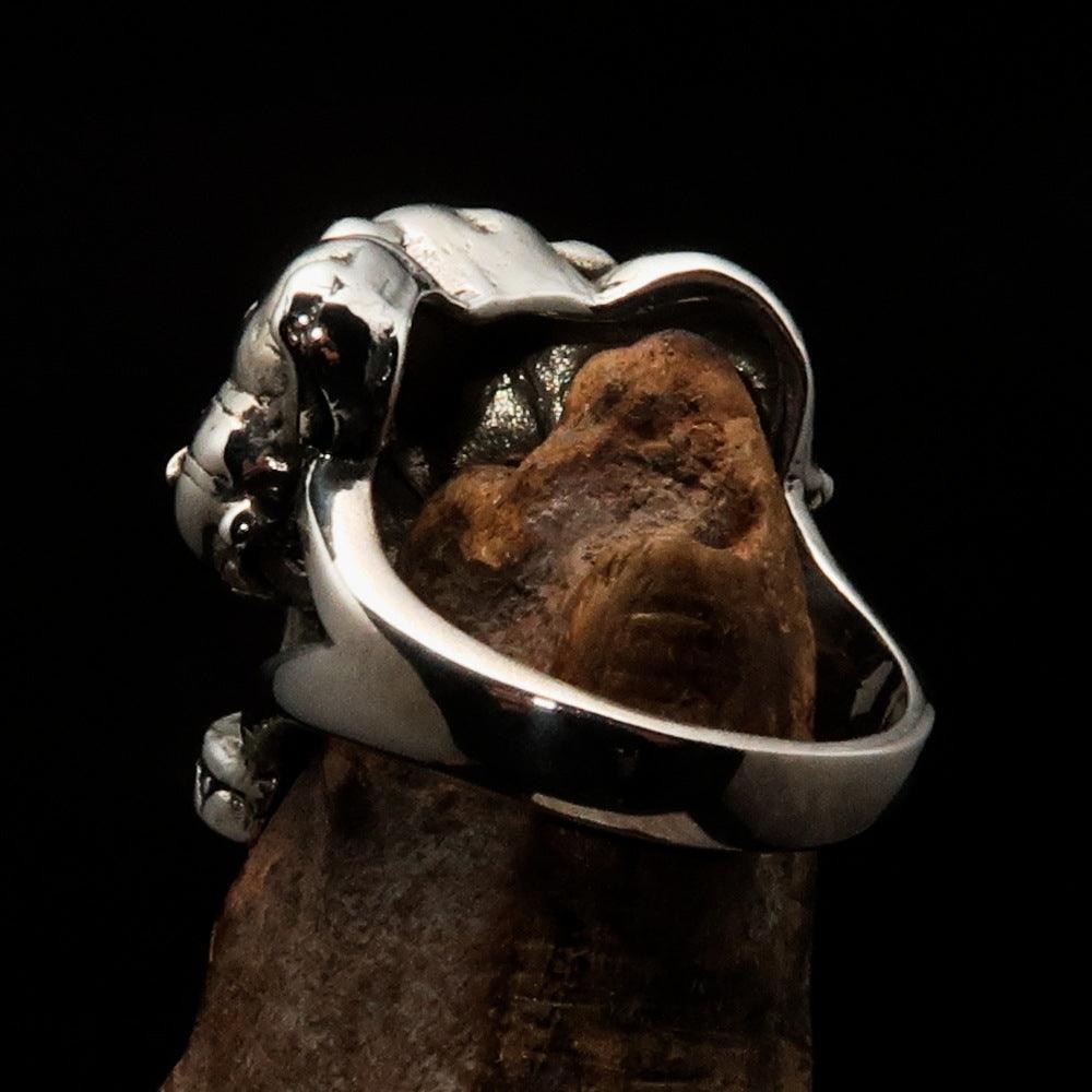 Sterling Silver Men's Ring ancient three headed Elephant - BikeRing4u