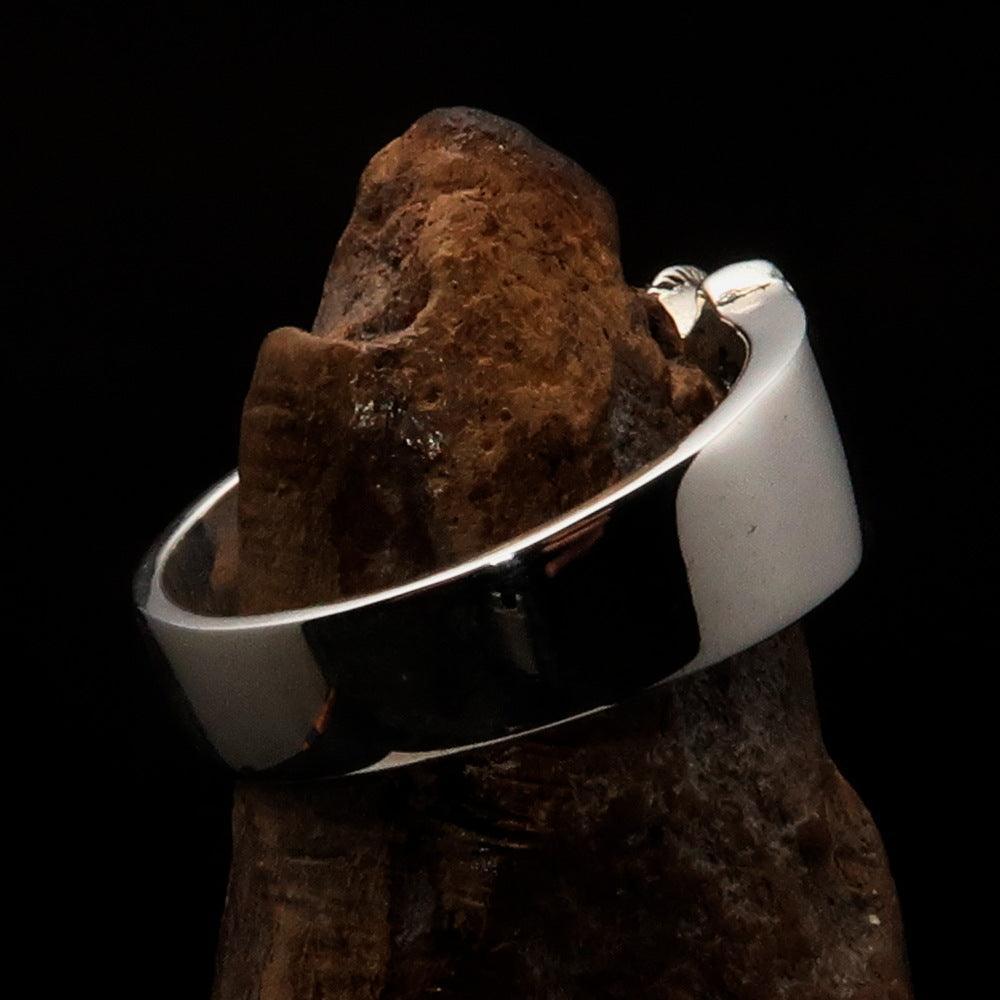 Excellent crafted Pony Tail Girly Skull Ring - antiqued Sterling Silver - BikeRing4u