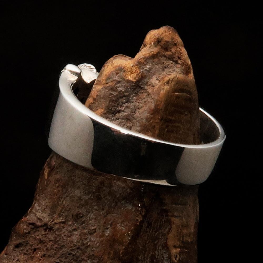 Excellent crafted Pony Tail Girly Skull Ring - antiqued Sterling Silver - BikeRing4u