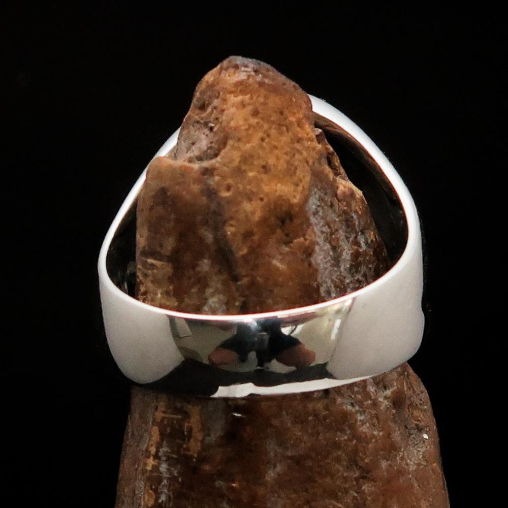 Excellent crafted Men's Gamer Ring Black Biohazard Skull - Sterling Silver 925 - BikeRing4u