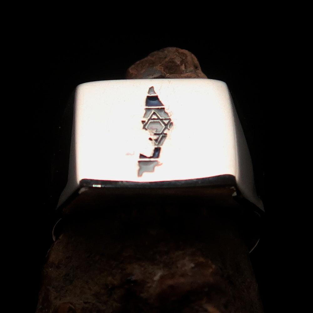 Excellent crafted Men's National Flag Ring Israel - Sterling Silver - BikeRing4u