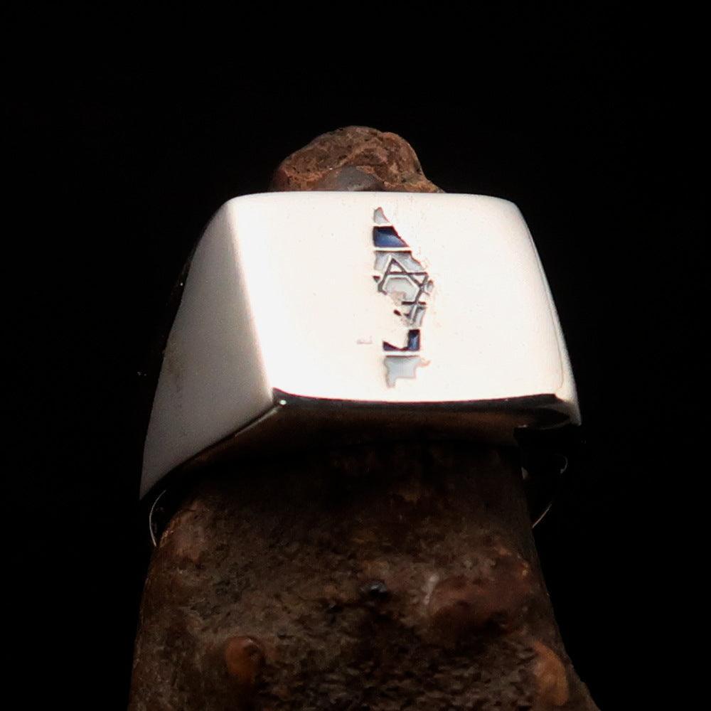 Excellent crafted Men's National Flag Ring Israel - Sterling Silver - BikeRing4u