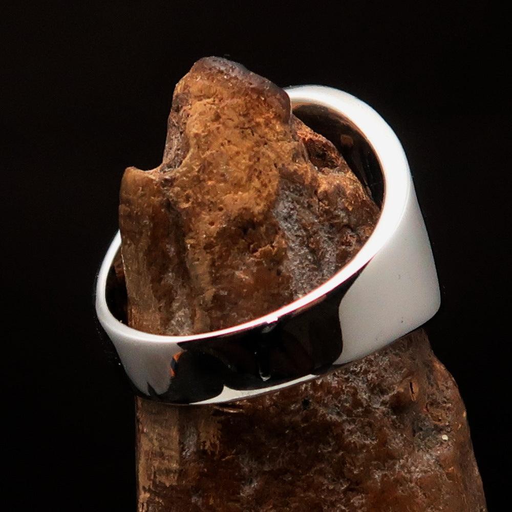 Excellent crafted Men's yellow Iron Cross Biker Ring - Sterling Silver - BikeRing4u