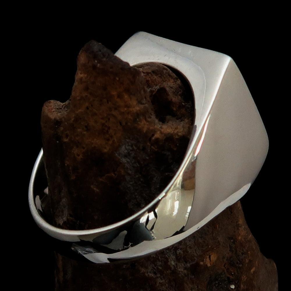 Excellent crafted Men's Franciscan Corona Cross Ring - shiny Sterling Silver - BikeRing4u