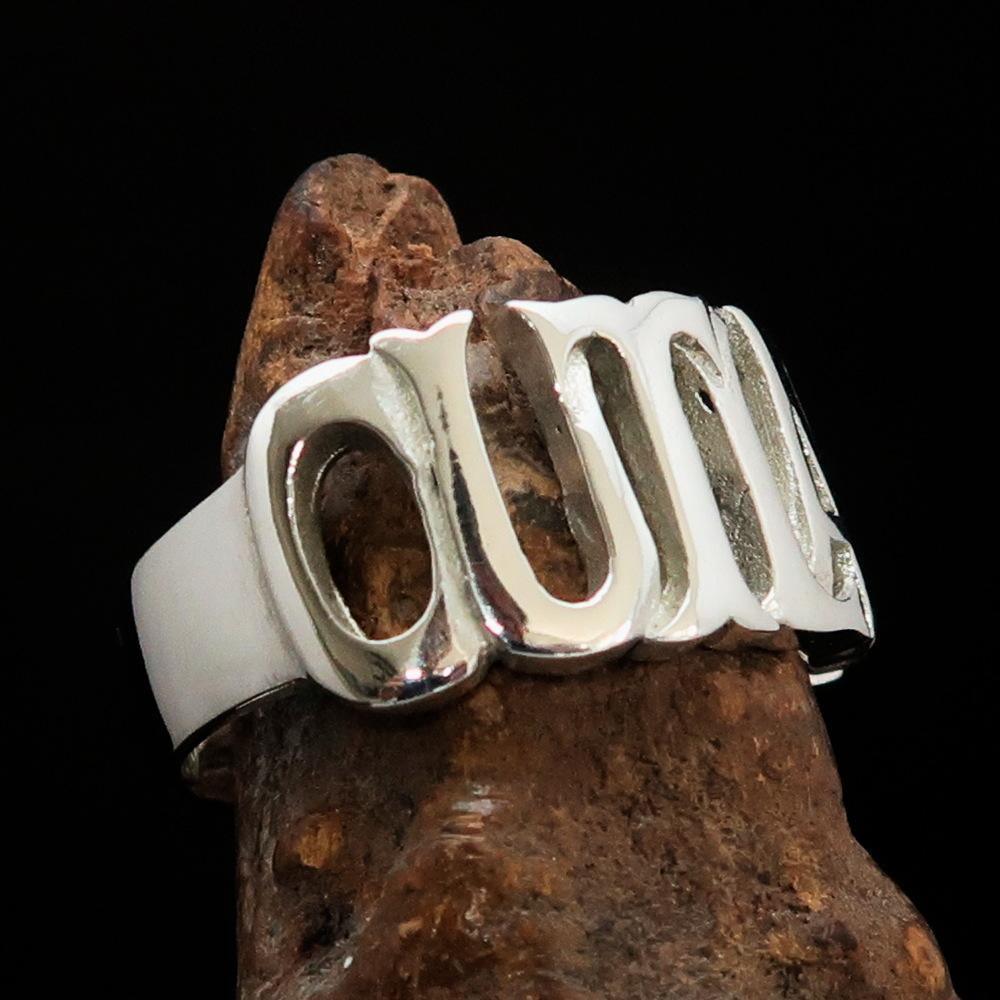 Excellent crafted Men's One Word Outlaw Biker Ring - Sterling Silver - BikeRing4u