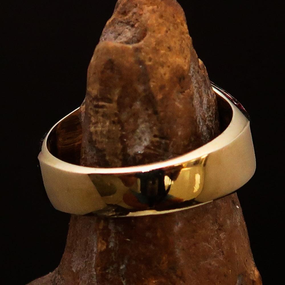 Excellent crafted Men's Biker Ring red Number 13 - Solid Brass - BikeRing4u